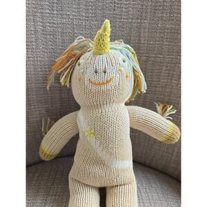 BLABLA Legend the Unicorn Knit Doll Mini 12" Beige String Mane Peru Retired HTF
